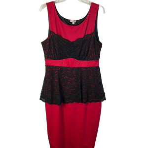 Kiyonna Sleeveless Red Dress Black Lace Detail size 0 is 10-12 new without tag